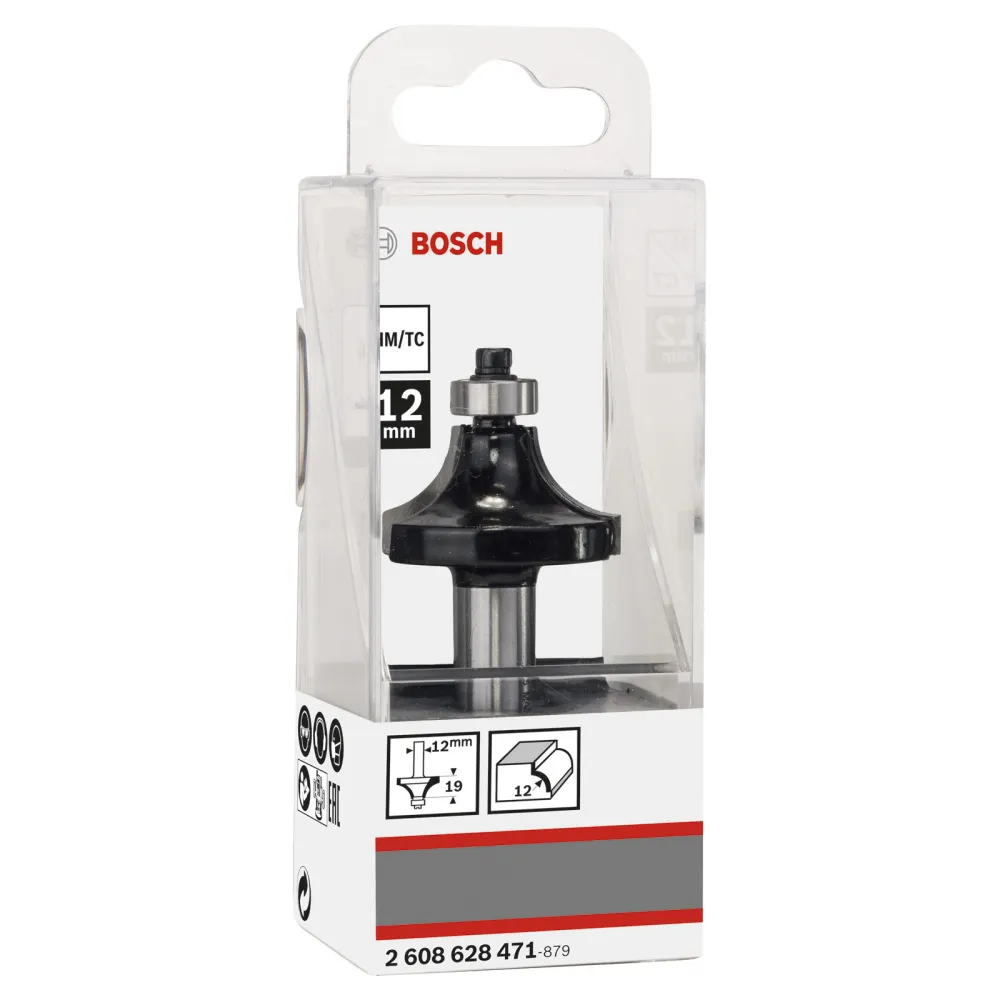 Bosch Abrundfräser 12 mm, R1 12 mm, L 19 mm, G 70 mm - 2608628471