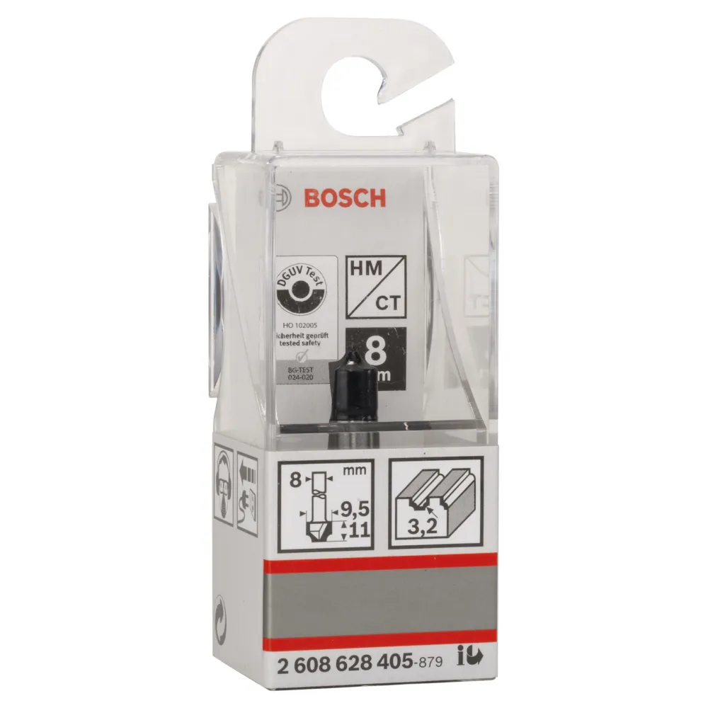 Bosch Viertelstabfräser, 8 mm, R1 3,2 mm, D 9,5 mm, L 10,5 mm, G 41 mm - 2608628405