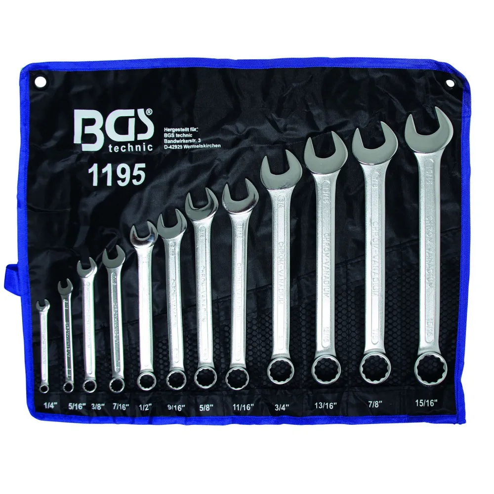 BGS 12tlg. Maul-Ringschlüssel-Satz 1/4" - 15/16" Zollgrößen - 1195