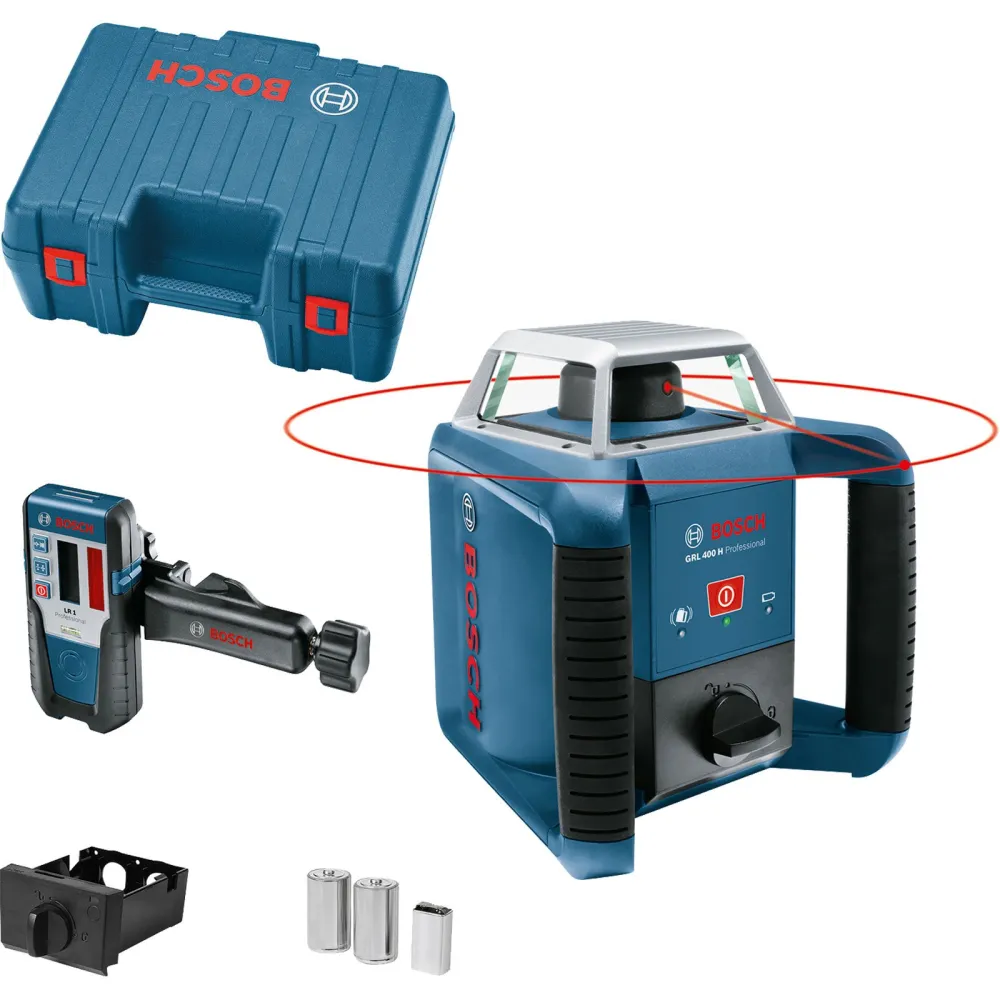 Bosch Rotationslaser GRL 400 H / 2x 1,5 V LR20 + 1x 9 V-Blockbatterie inkl. LR 1 Koffer - 0601061800