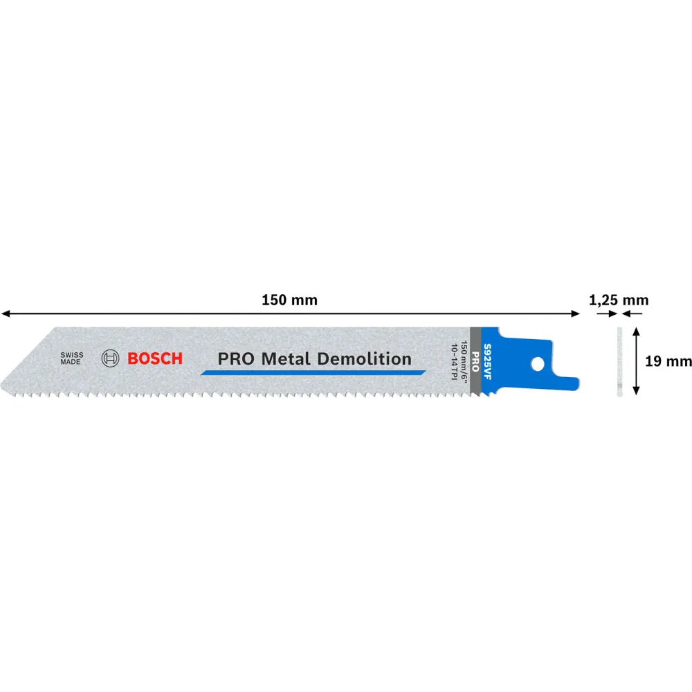 Bosch PRO Metal Demolition S1125VF Blatt 1,25 x 19 x 225 mm 5-tlg. - 2608657408