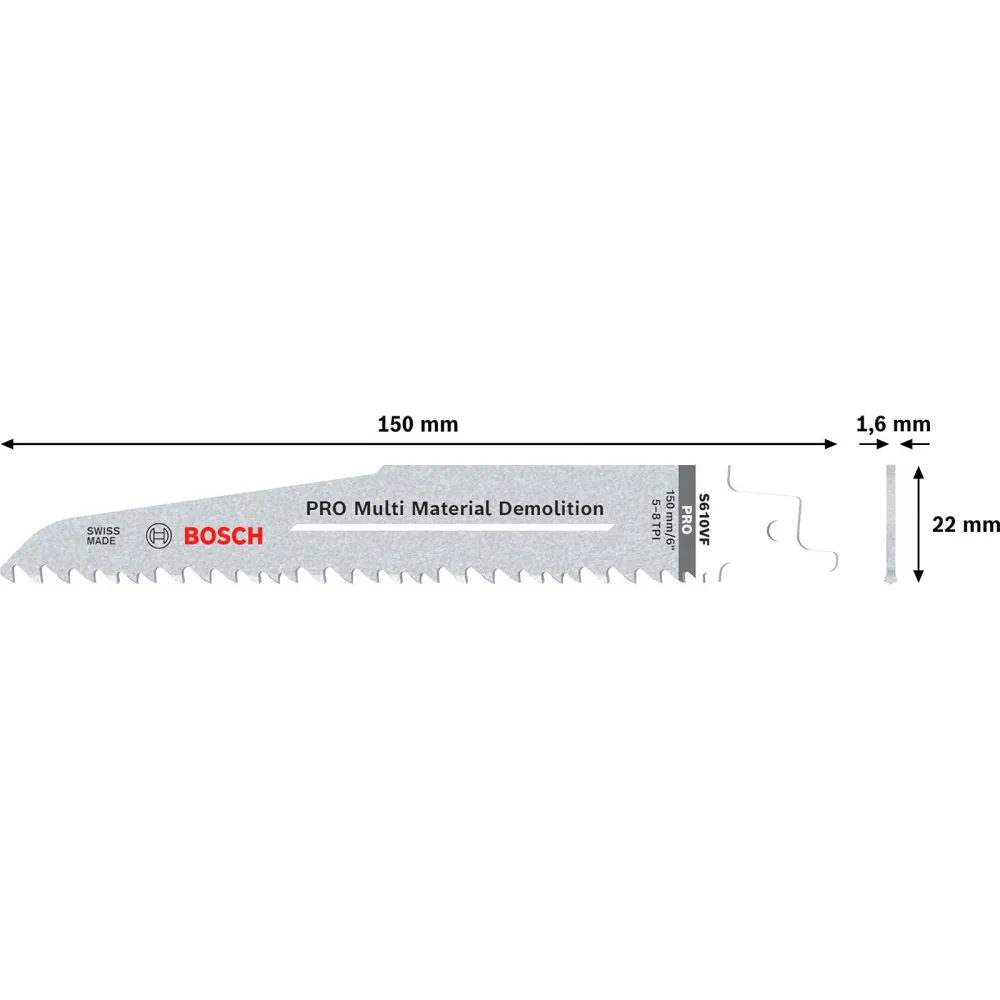 Bosch PRO Multi Material Demolition S610VF Blatt 1,6 x 22 x 150 mm 5-tlg. - 2608657608