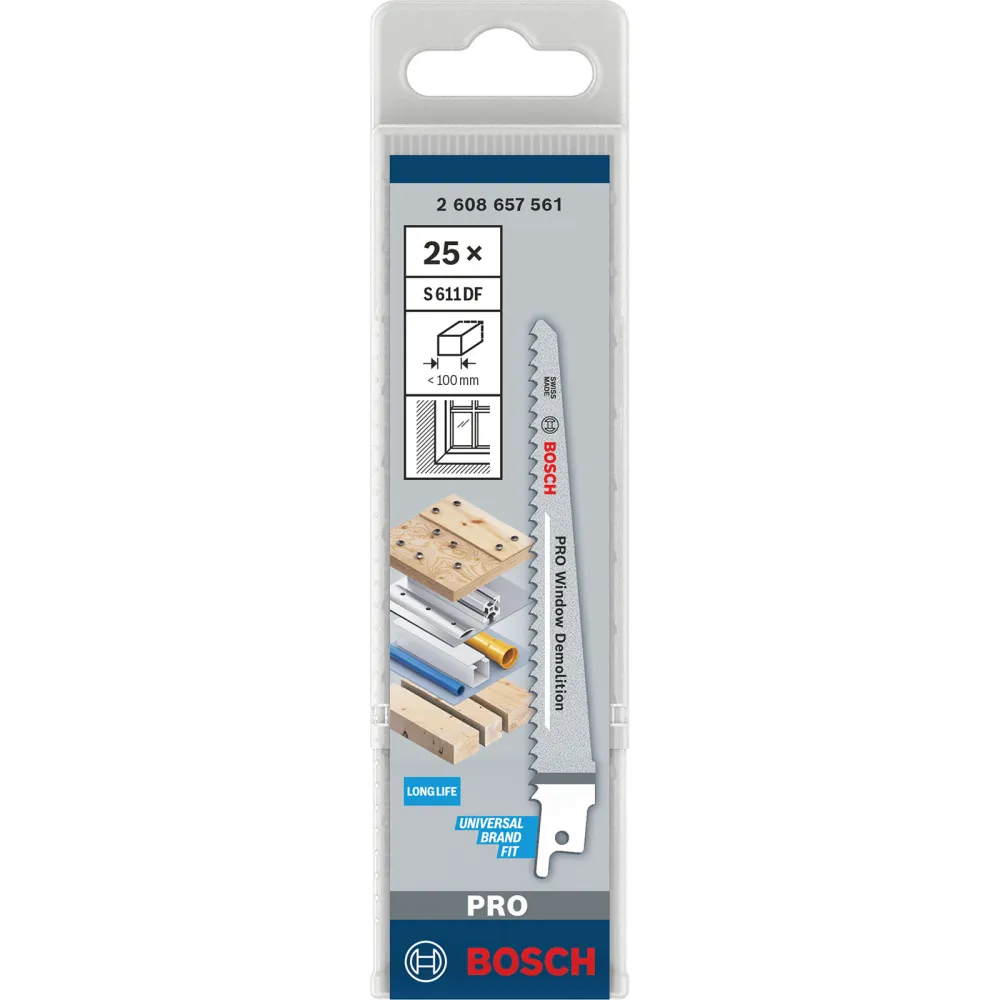 Bosch PRO Window Demolition S611DF Blatt 1,25 x 19 x 150 mm 25-tlg. - 2608657561