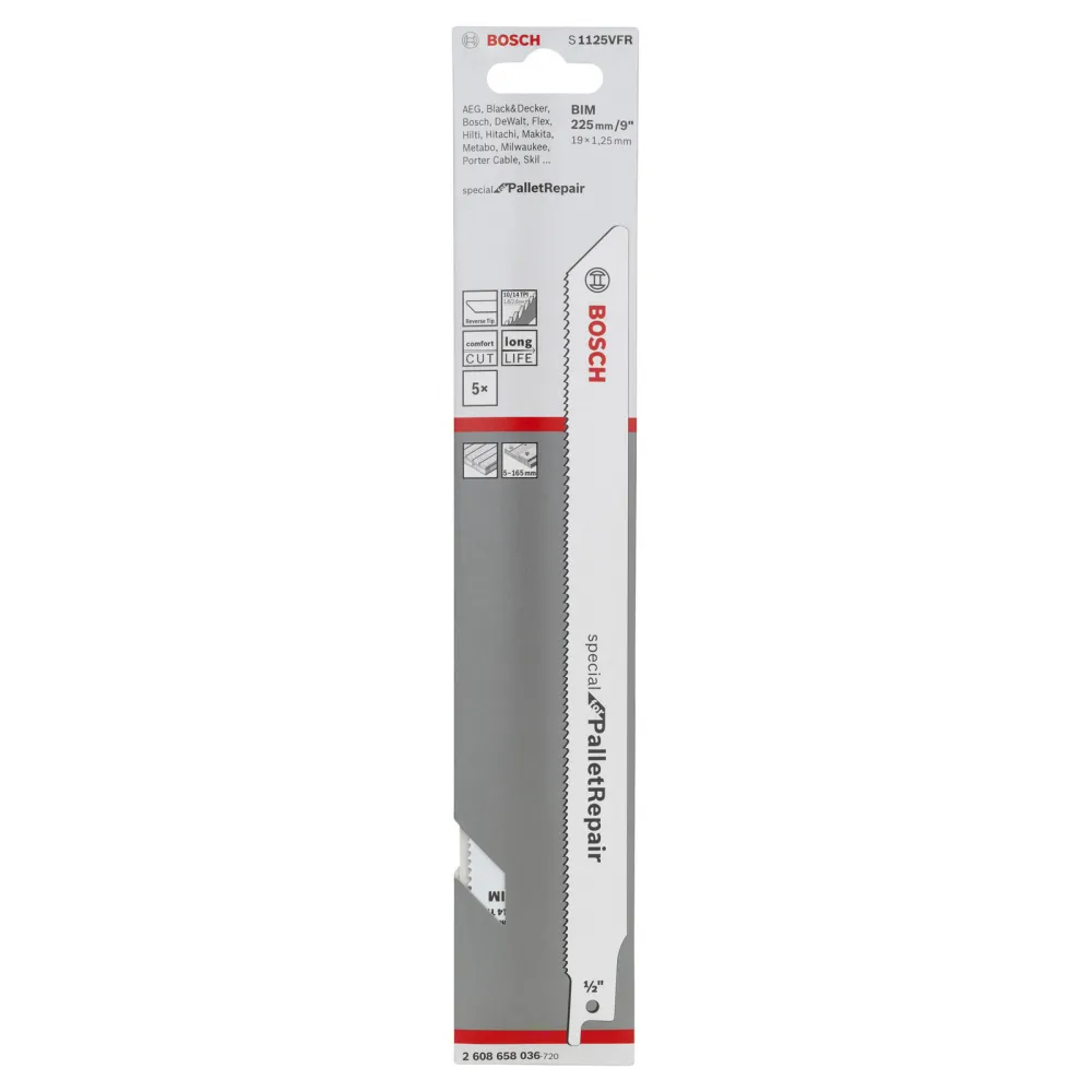 Bosch 5x Säbelsägeblatt S 1125 VFR Special Pallet Repair - 2608658036