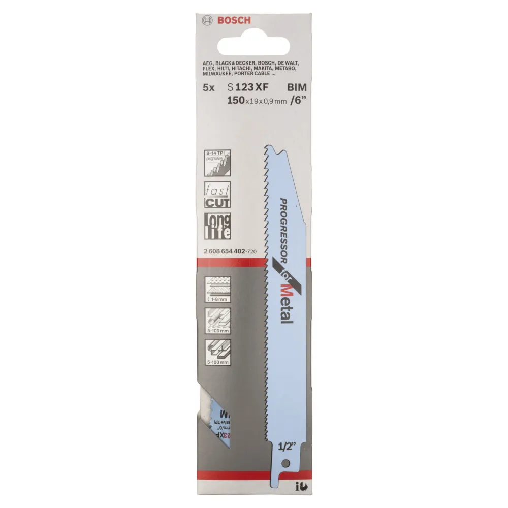 Bosch 5x Säbelsägeblatt S 123 XF Progressor Metal - 2608654402
