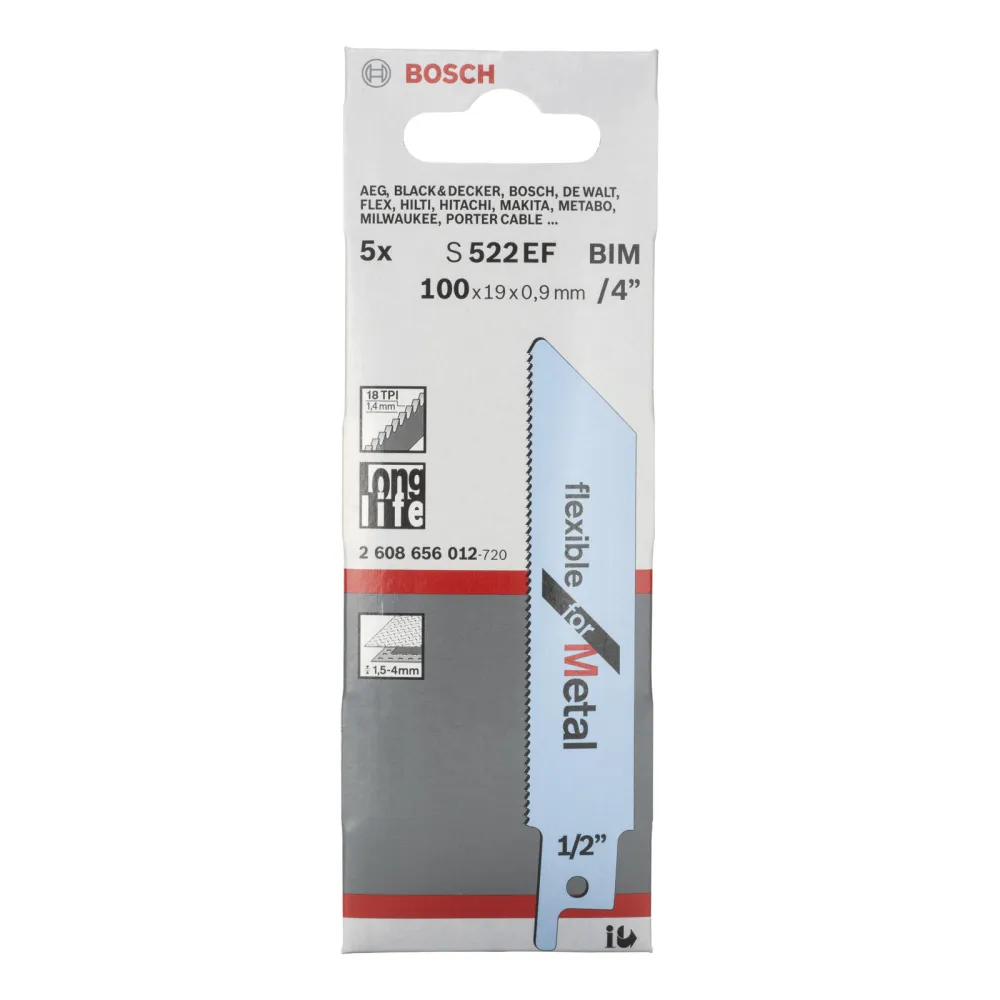 Bosch 5x Säbelsägeblatt S 522 EF Flexible Metal - 2608656012