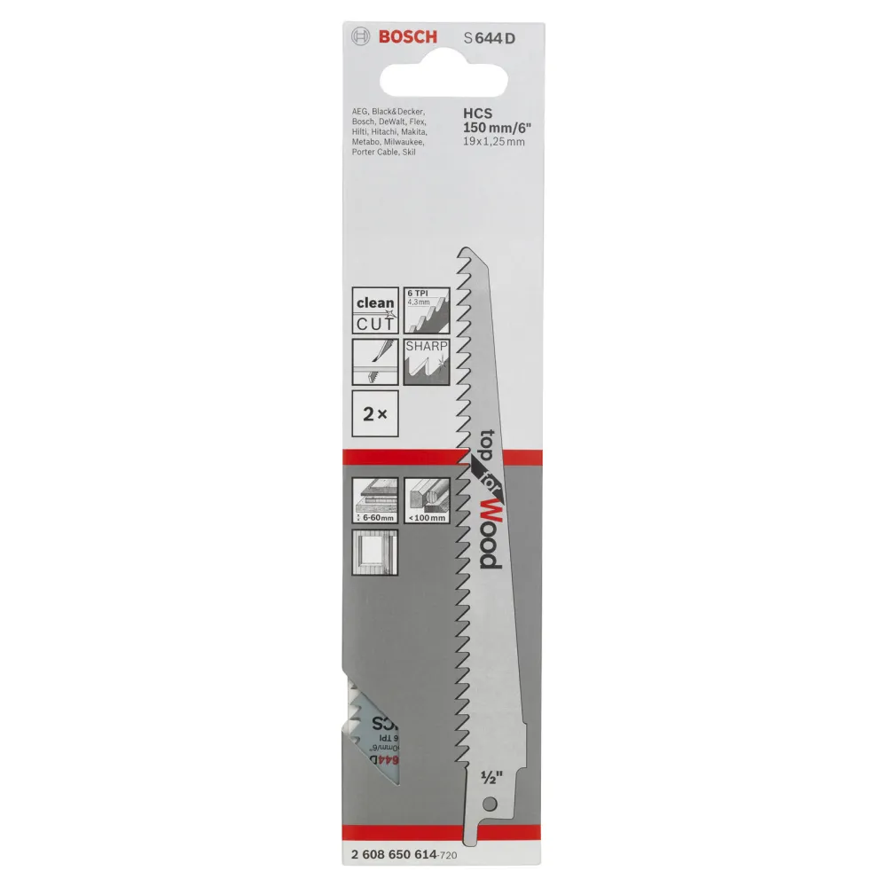 Bosch 2x Säbelsägeblatt S 644 D Top Wood - 2608650614