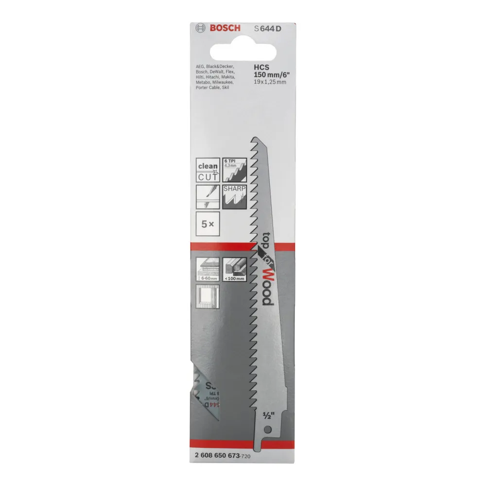 Bosch 5x Säbelsägeblatt S 644 D Top Wood - 2608650673