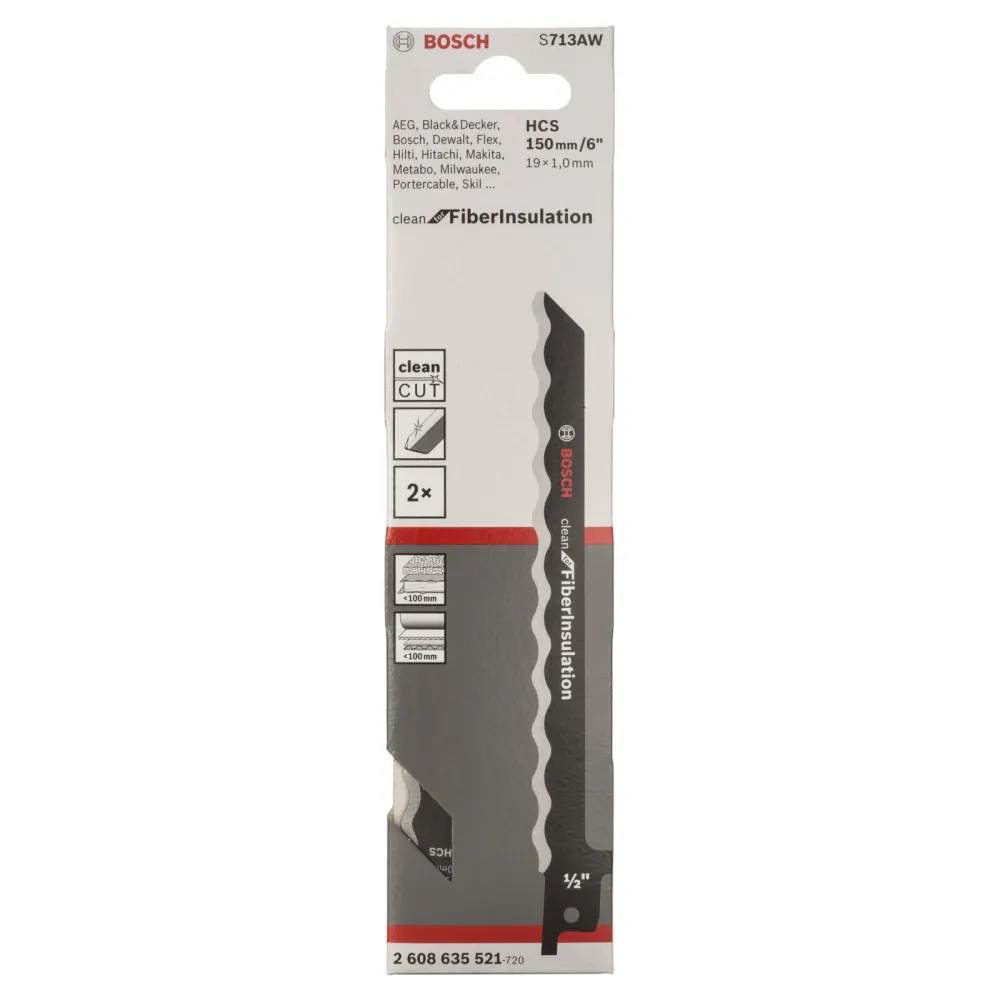 Bosch 2x Säbelsägeblatt S 713 AW Clean Fibre Insulation - 2608635521