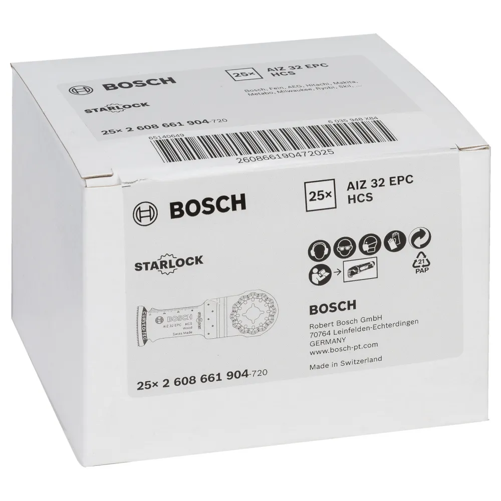 Bosch 25x HCS Tauchsägeblatt Starlock AIZ 32 EPC Wood 50 x 32 mm - 2608661904