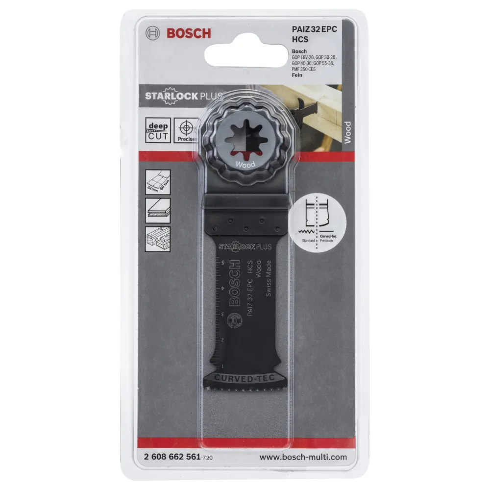 Bosch 1x HCS Tauchsägeblatt Starlock PAIZ 32 EPC Wood 60 x 32 mm - 2608662561