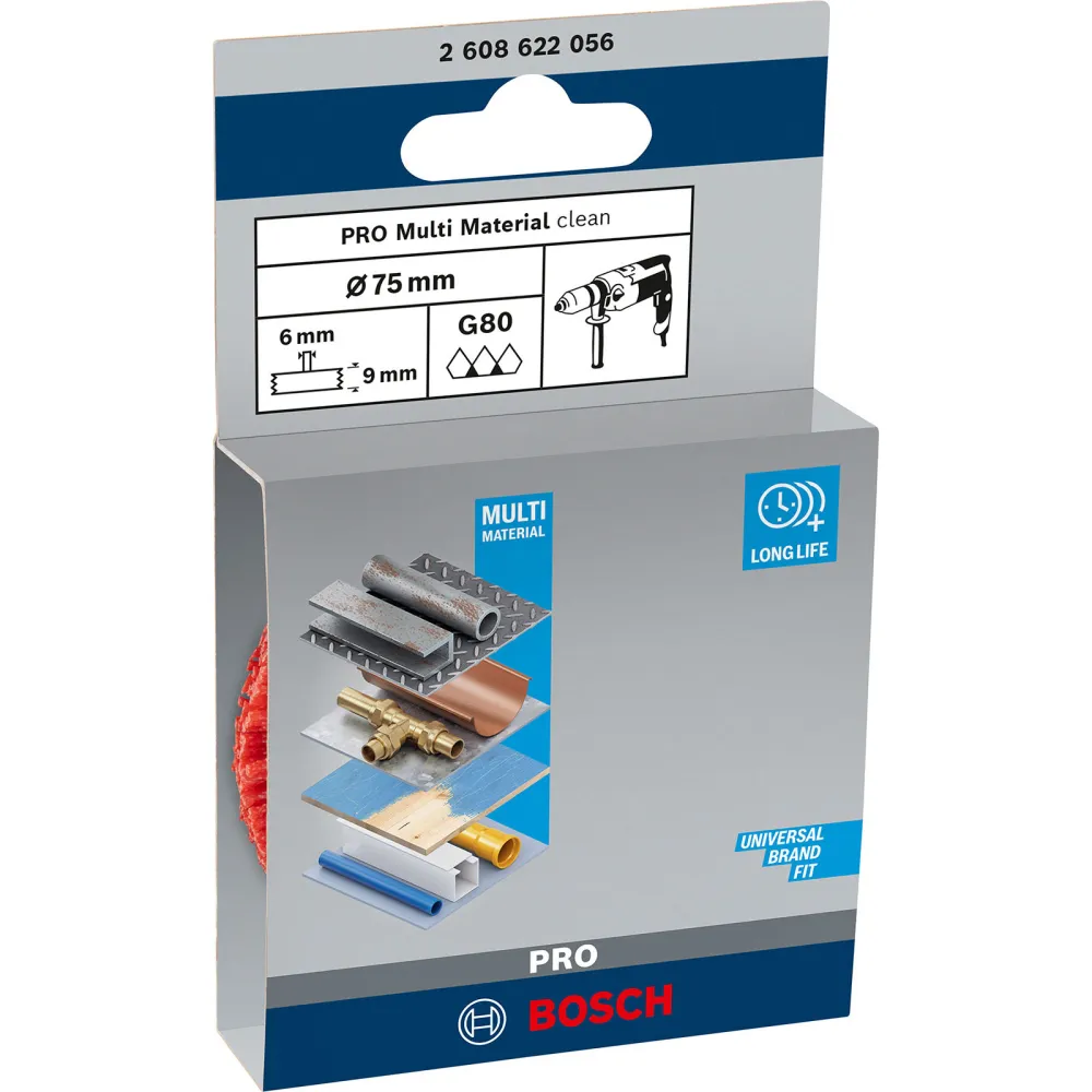 Bosch PRO Multi Material clean Scheibenbürste 75 x 1 mm gerader Schaft - 2608622056