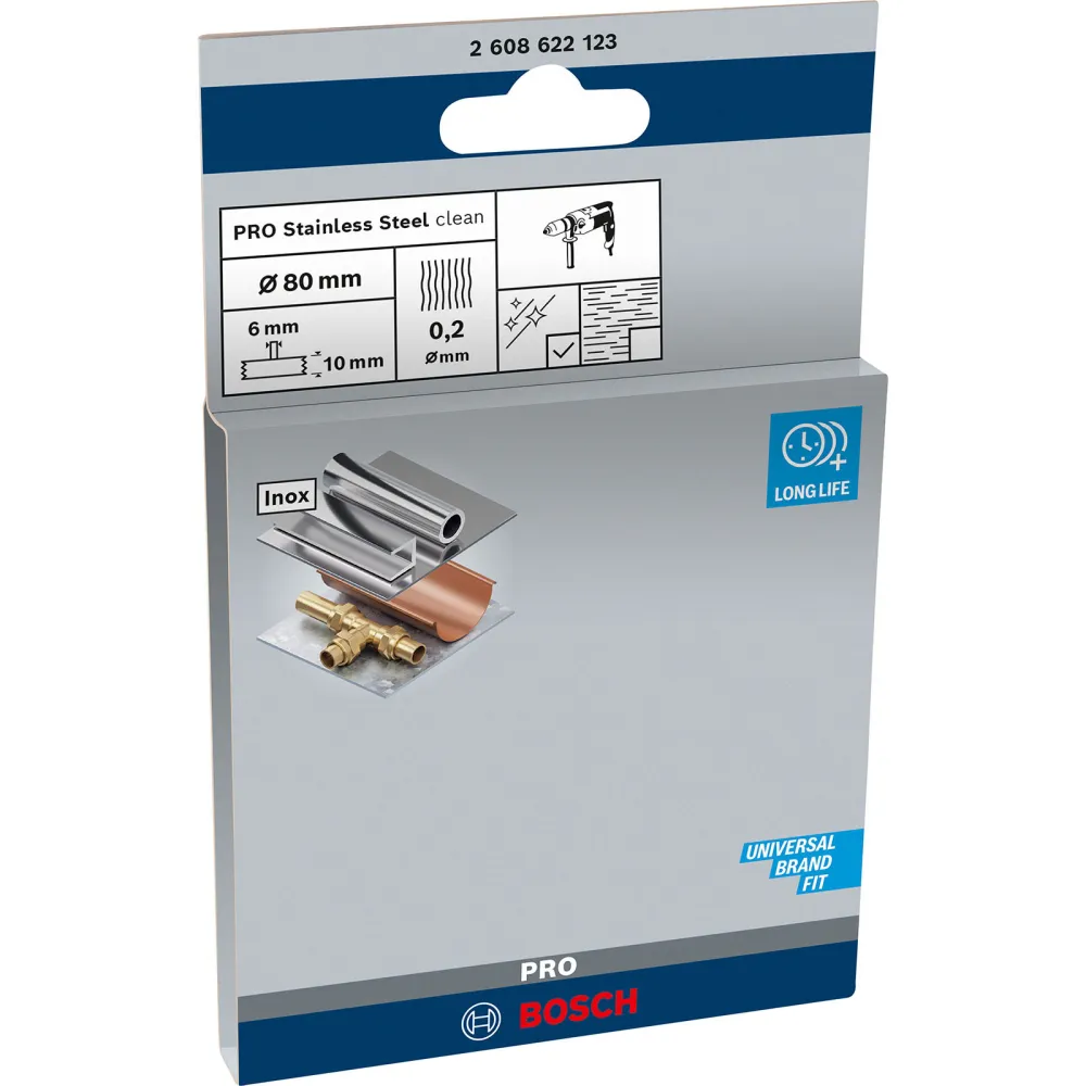 Bosch PRO Stainless Steel clean Scheibenbürste 80 x 0,20 mm gerader Schaft - 2608622123