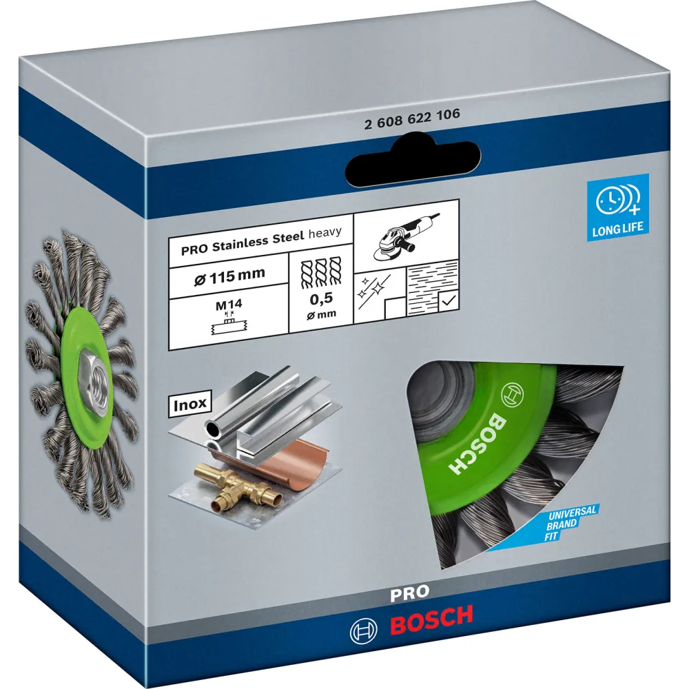Bosch PRO Stainless Steel heavy Scheibenbürste 115 x 0,50 mm Gewinde - 2608622106