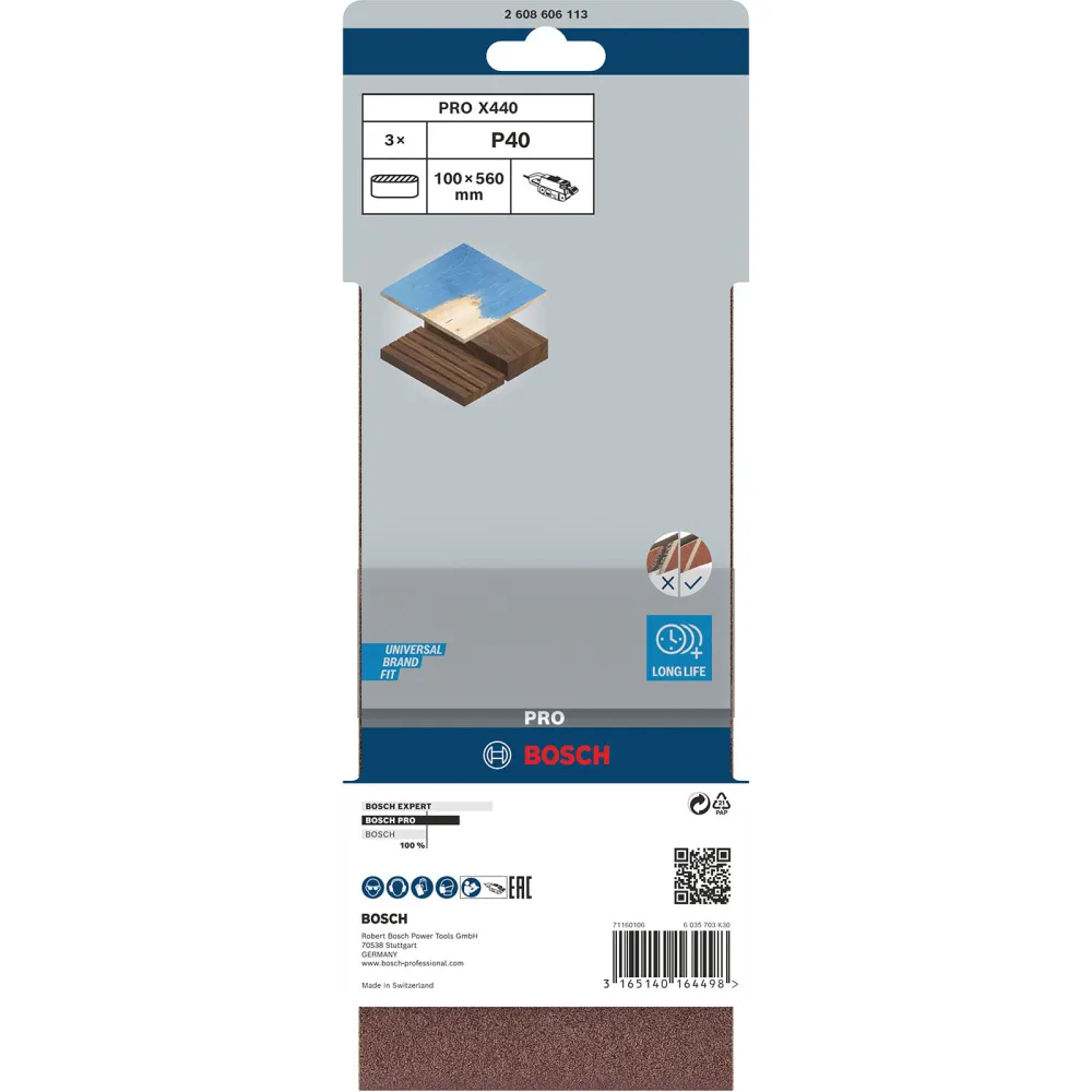 Bosch PRO X440 Schleifband 100 x 560 mm 40 - 2608606113