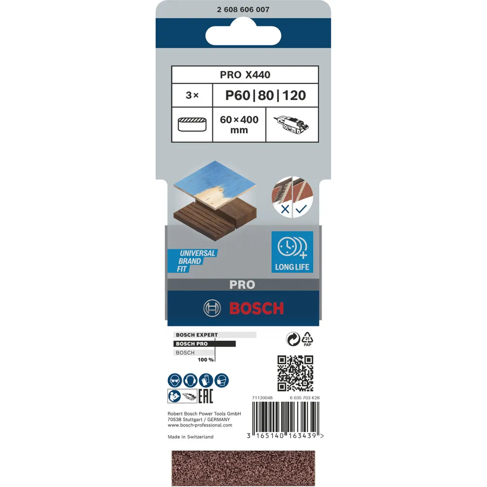 Bosch PRO X440 Schleifband 60 x 400 mm 60; 80; 100 - 2608606007