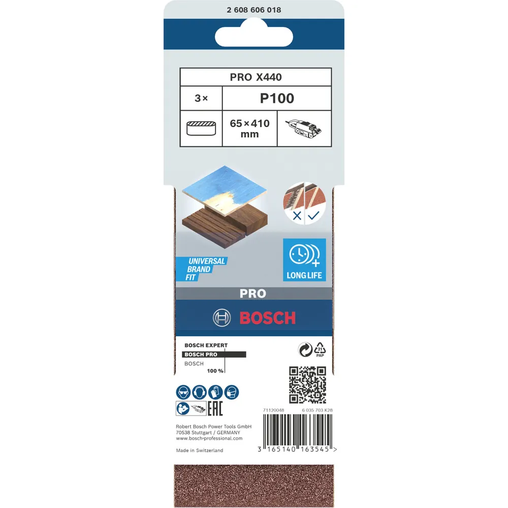 Bosch PRO X440 Schleifband 65 x 410 mm 100 - 2608606018