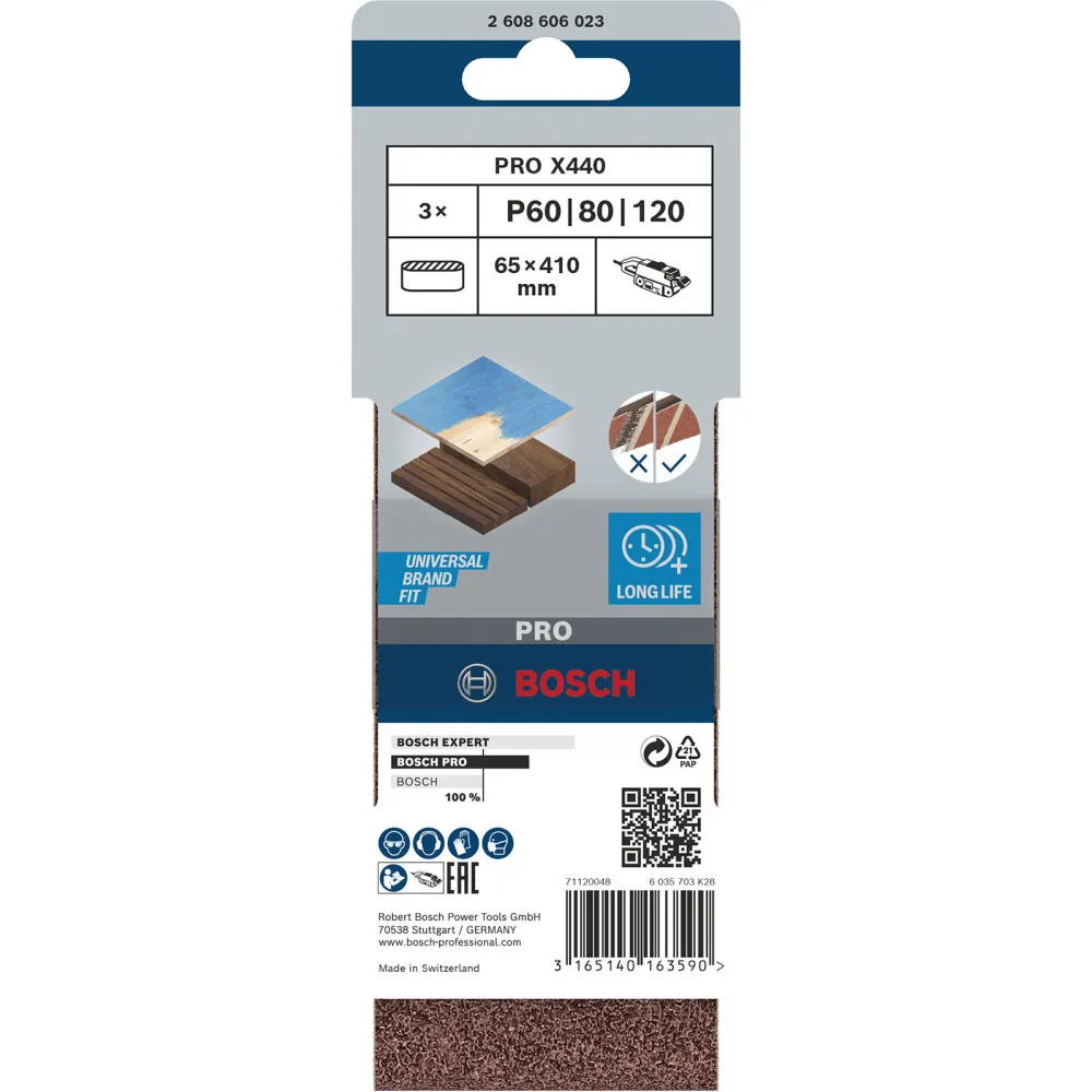 Bosch PRO X440 Schleifband 65 x 410 mm 60; 80; 100 - 2608606023