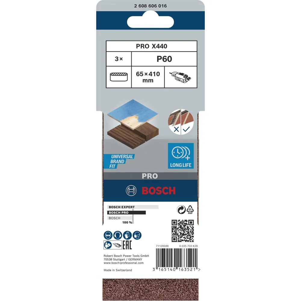 Bosch PRO X440 Schleifband 65 x 410 mm 60 - 2608606016