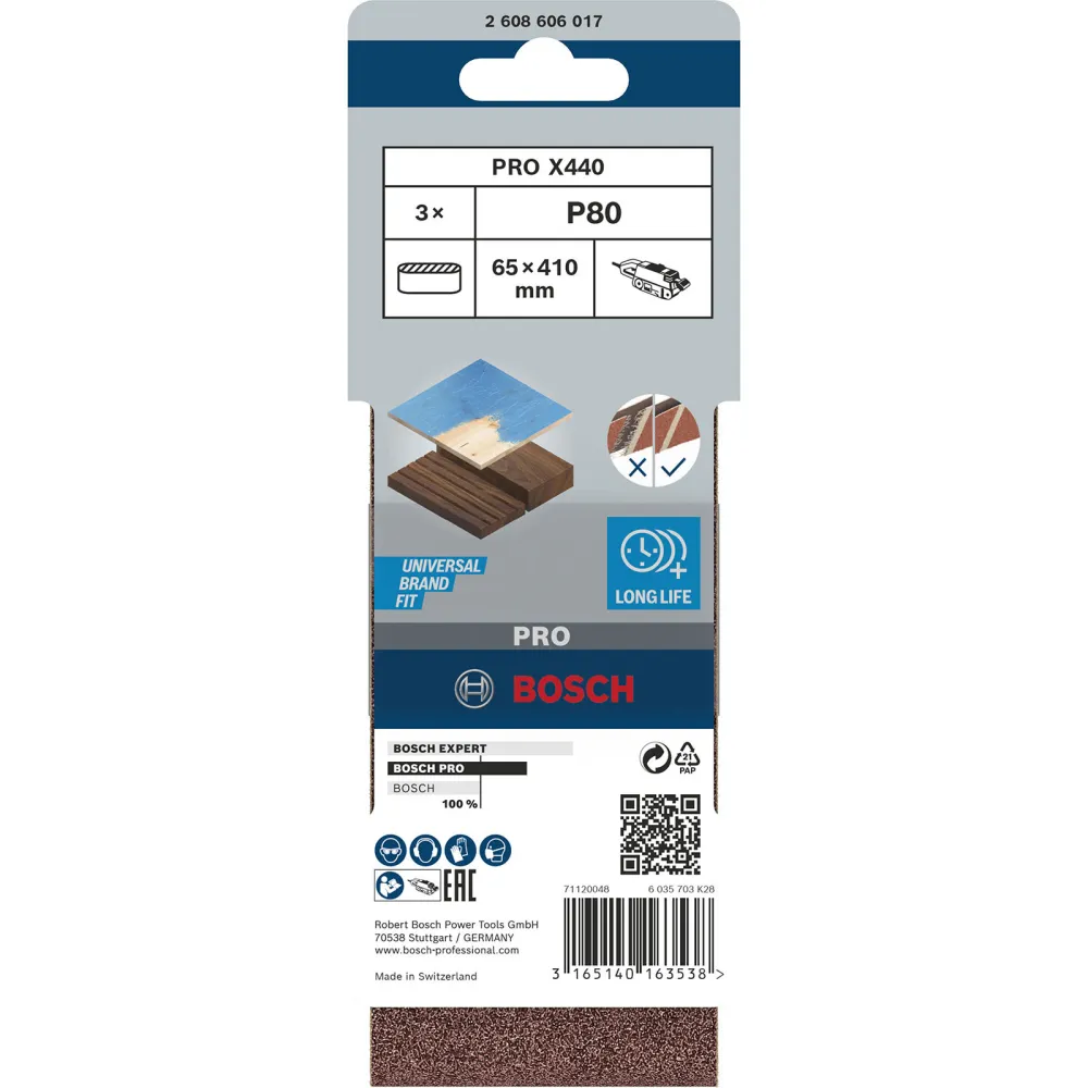 Bosch PRO X440 Schleifband 65 x 410 mm 80 - 2608606017