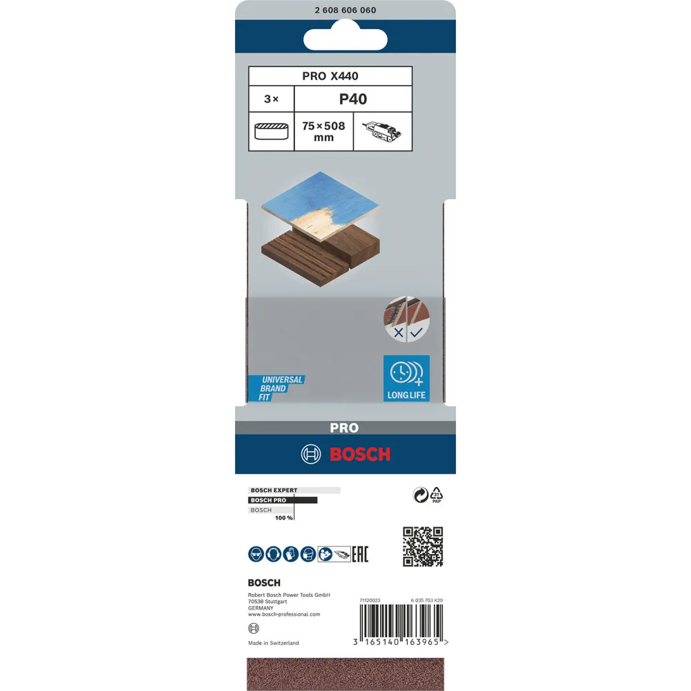 Bosch PRO X440 Schleifband 75 x 508 mm 40 - 2608606060