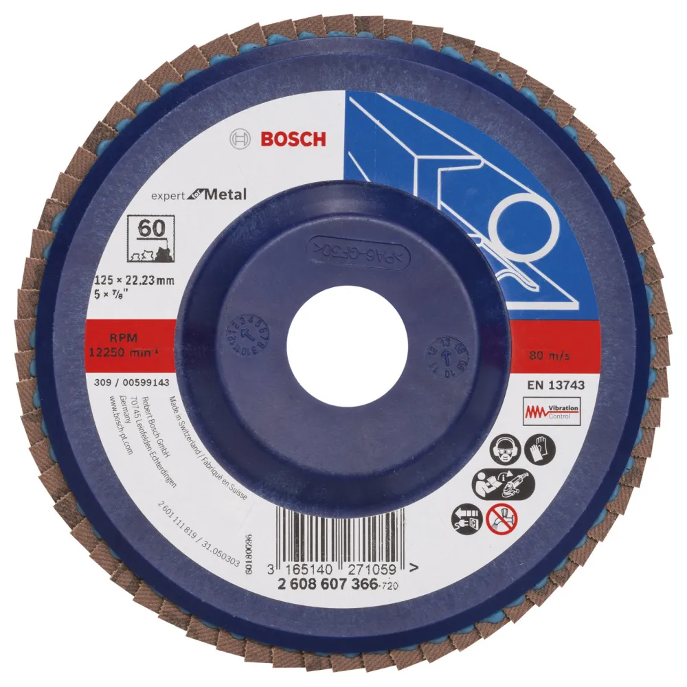 Bosch Fächerschleifscheibe Expert Metal 125 22,23 60 gerade Kunststoffteller - 2608607366