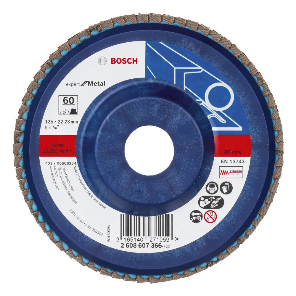 Bosch Fächerschleifscheibe Expert Metal 125 22,23 60 gerade Kunststoffteller - 2608607366