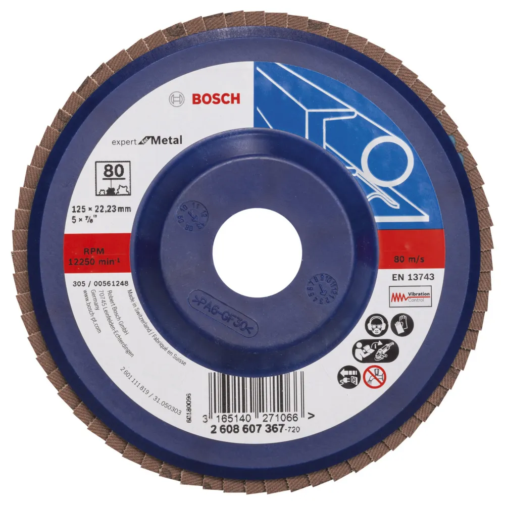 Bosch Fächerschleifscheibe Expert Metal 125 22,23 80 gerade Kunststoffteller - 2608607367