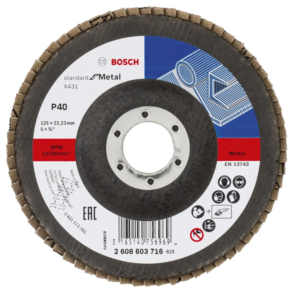 Bosch Fächerschleifscheibe X431 Standard Metal gerade 125 mm 40 Glasgewebe - 2608603716