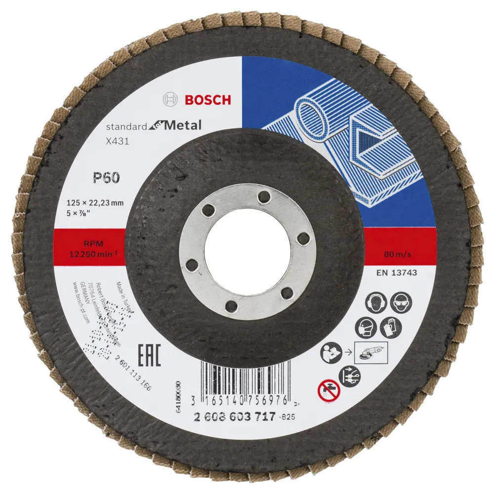 Bosch Fächerschleifscheibe X431 Standard Metal gerade 125 mm 60 Glasgewebe - 2608603717