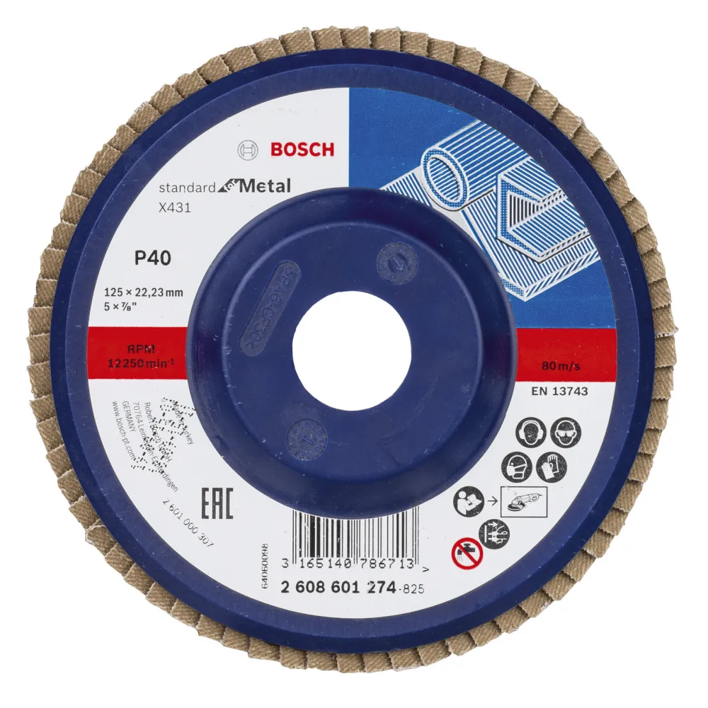 Bosch Fächerschleifscheibe X431 Standard Metal gerade 125 mm 40 Kunststoff - 2608601274