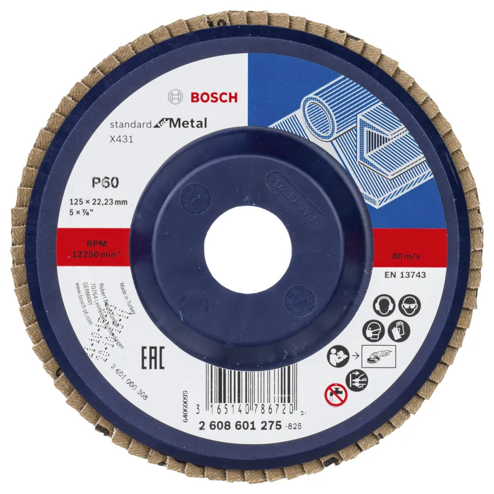 Bosch Fächerschleifscheibe X431 Standard Metal gerade 125 mm 60 Kunststoff - 2608601275