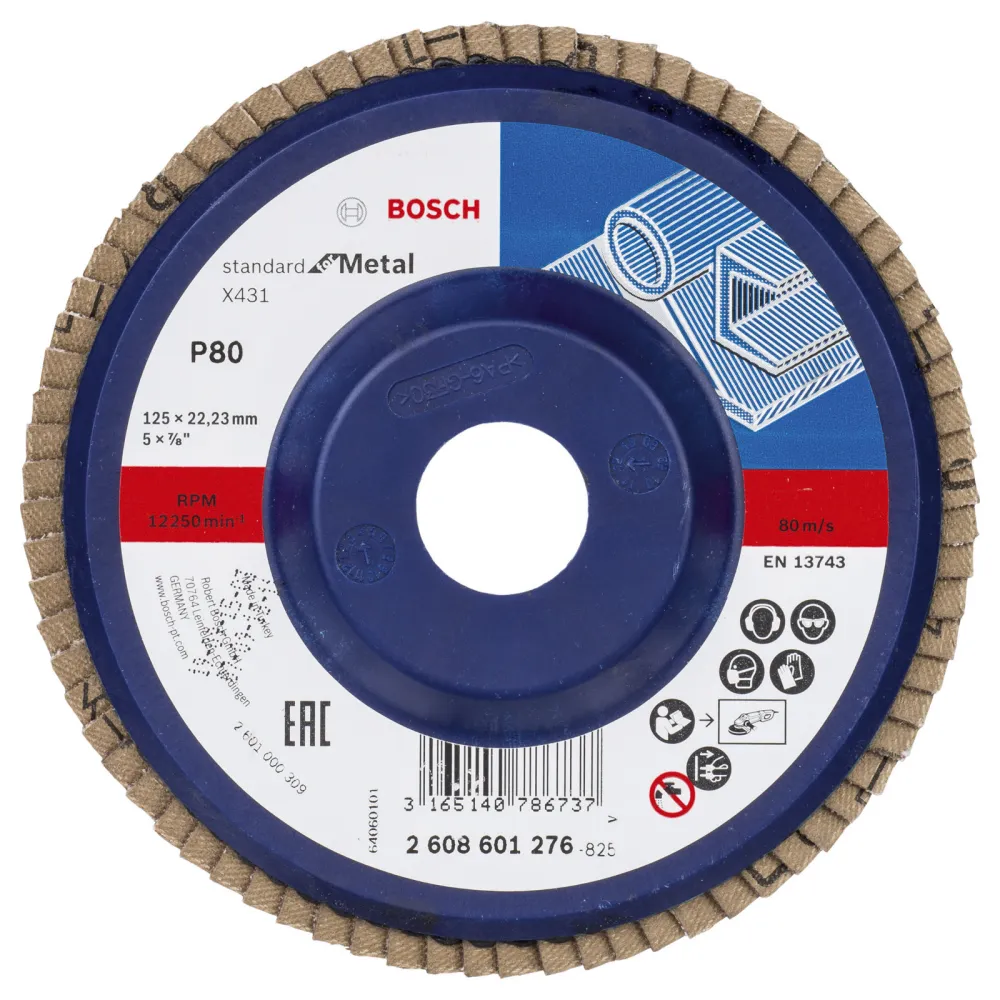 Bosch Fächerschleifscheibe X431 Standard Metal gerade 125 mm 80 Kunststoff - 2608601276