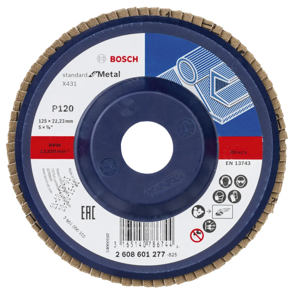 Bosch Fächerschleifscheibe X431 Standard Metal gerade 125 mm 120 Kunststoff - 2608601277