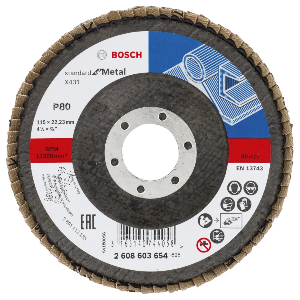 Bosch Fächerschleifscheibe X431 Standard Metal gewinkelt 115 mm 22,23 mm 80 - 2608603654
