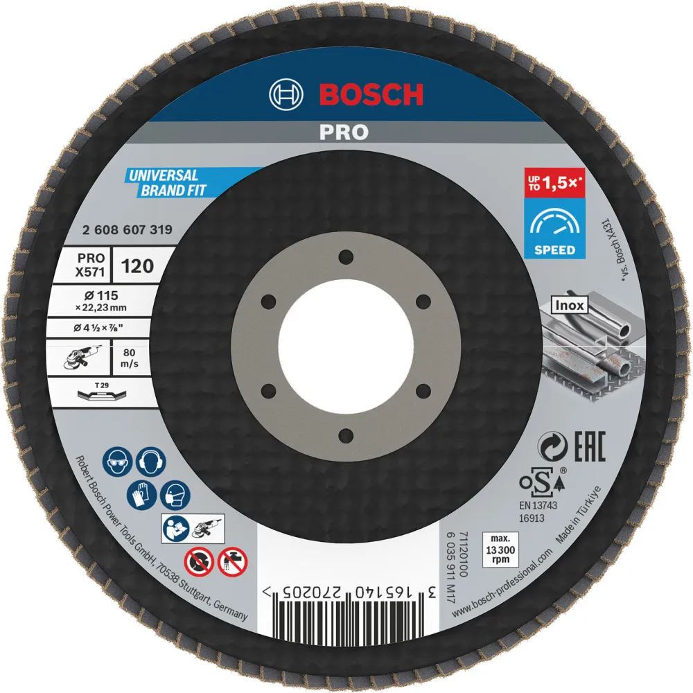 Bosch PRO X571 Fächerschleifscheibe 115 mm G120 - 2608607319