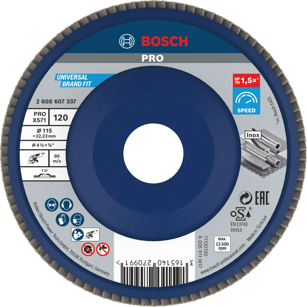 Bosch PRO X571 Fächerschleifscheibe 115 mm G120 - 2608607337