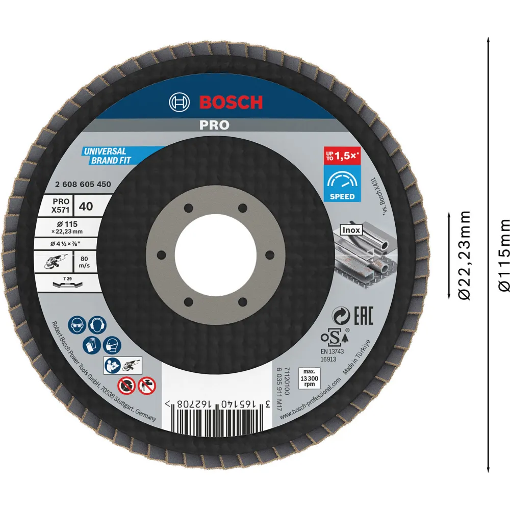 Bosch PRO X571 Fächerschleifscheibe 115 mm G40 - 2608605450