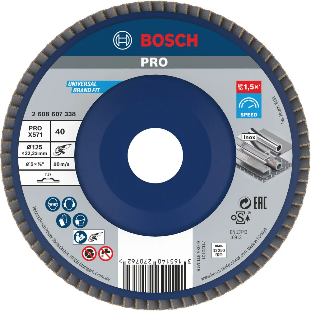 Bosch PRO X571 Fächerschleifscheibe 115 mm G40 - 2608607338