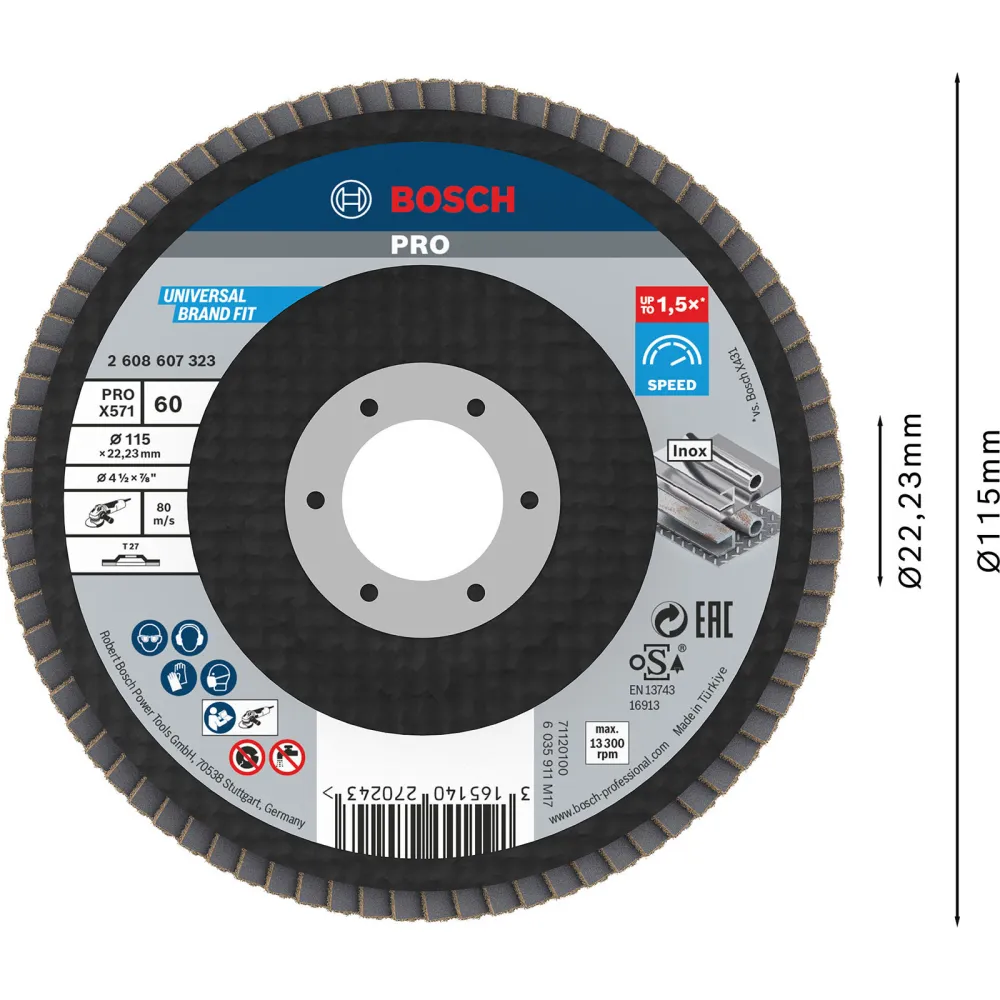 Bosch PRO X571 Fächerschleifscheibe 115 mm G60 - 2608607323