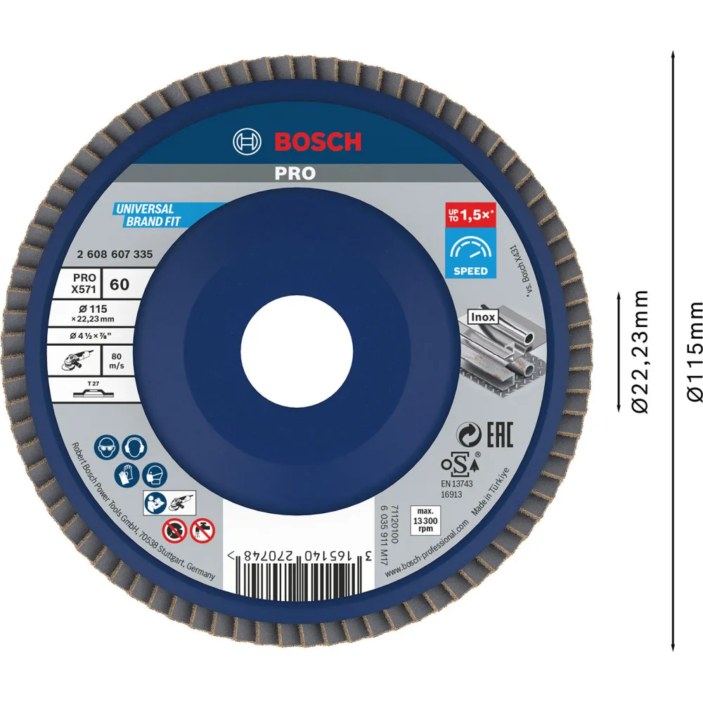 Bosch PRO X571 Fächerschleifscheibe 115 mm G60 - 2608607335
