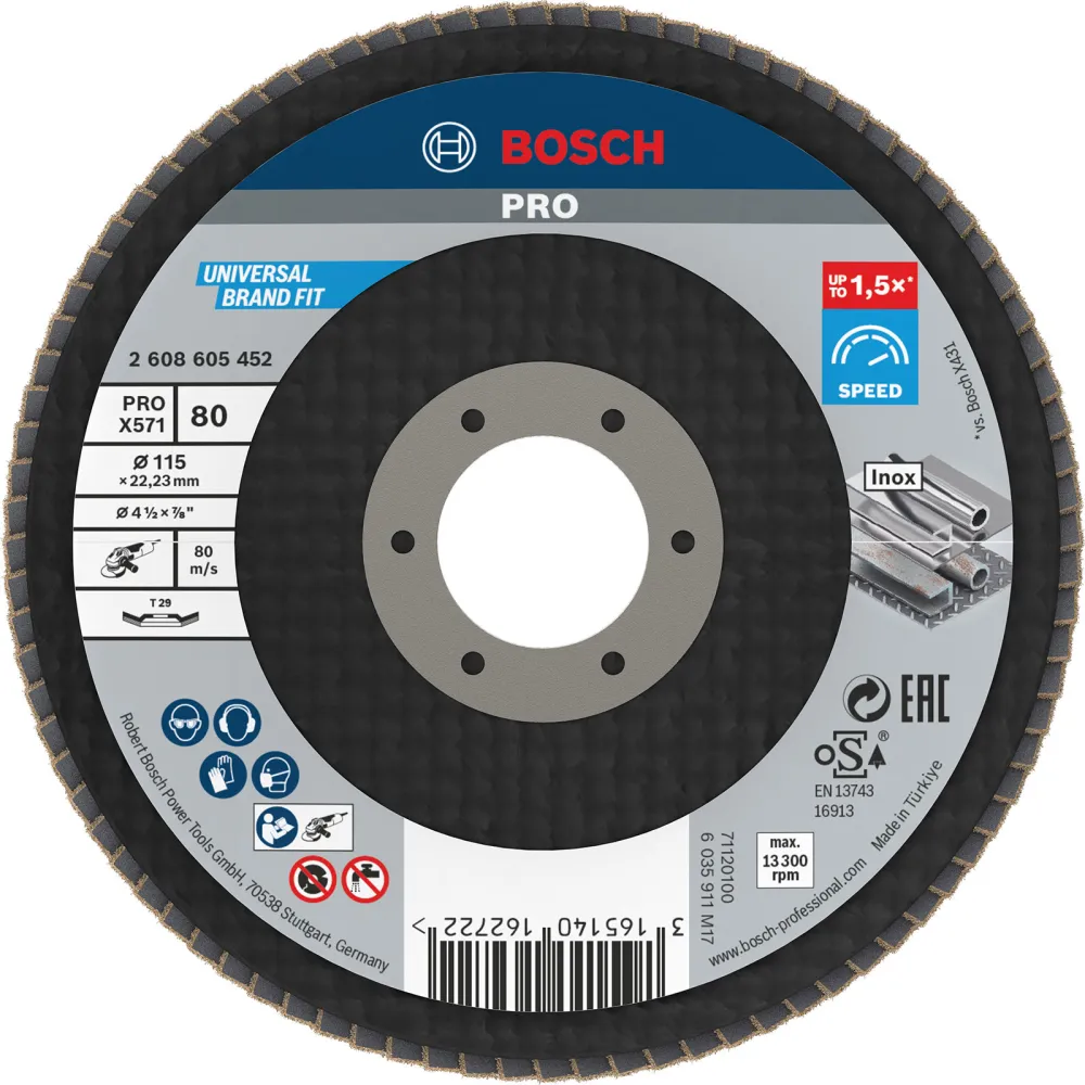 Bosch PRO X571 Fächerschleifscheibe 115 mm G80 - 2608605452