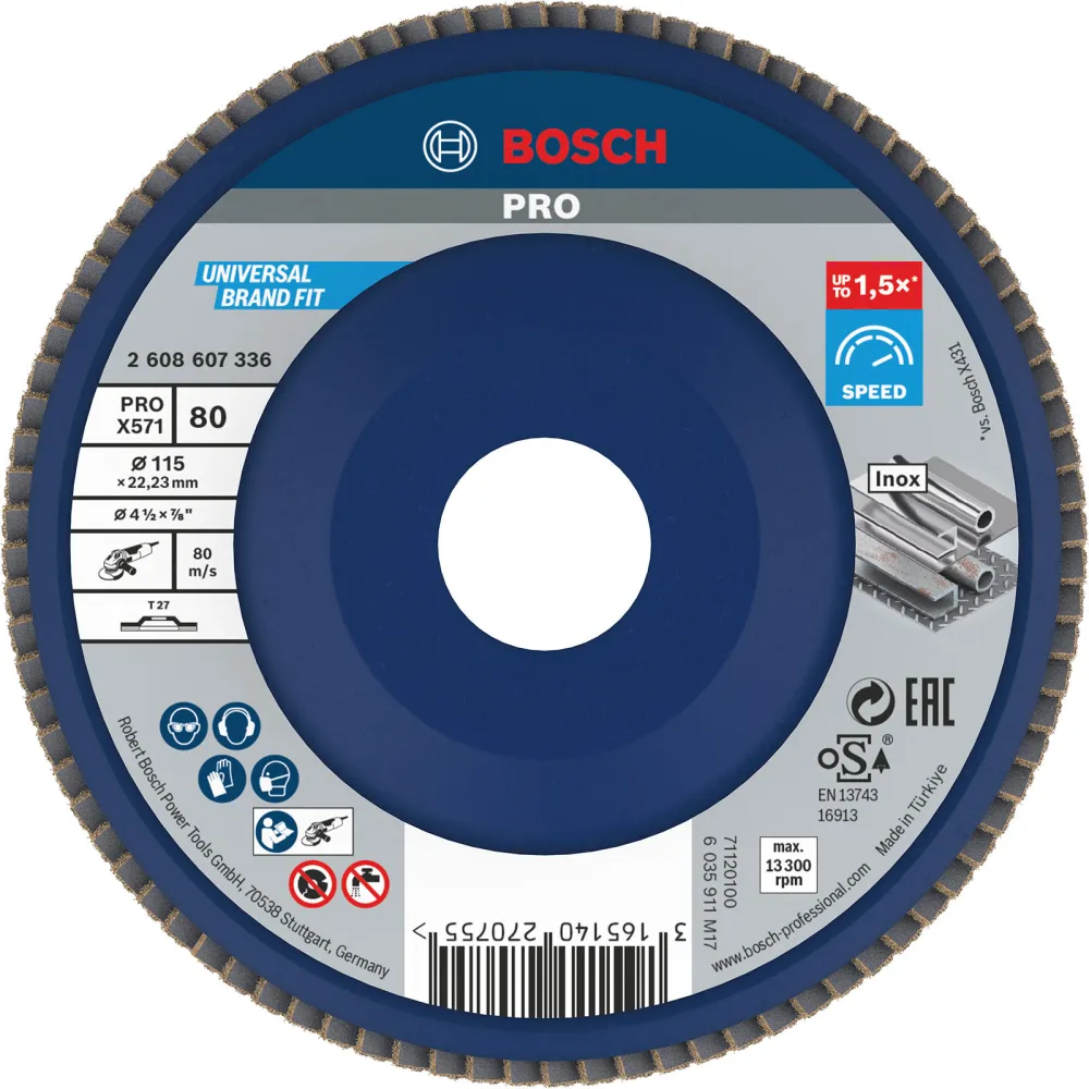 Bosch PRO X571 Fächerschleifscheibe 115 mm G80 - 2608607336