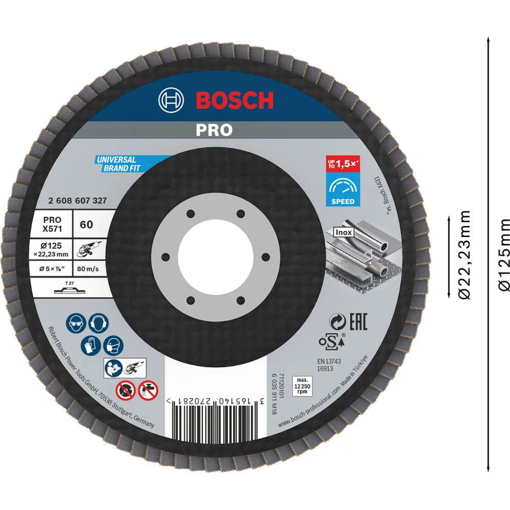 Bosch PRO X571 Fächerschleifscheibe 125 mm G60 - 2608607327