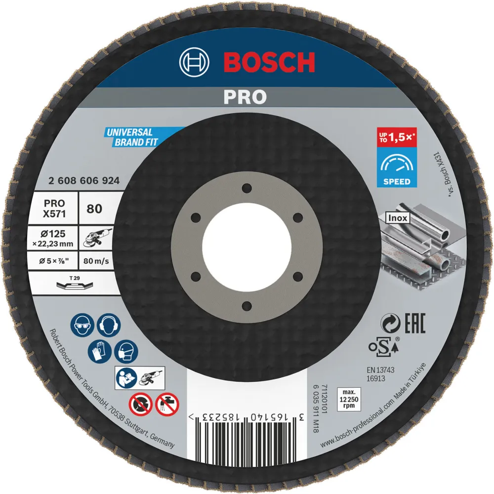 Bosch PRO X571 Fächerschleifscheibe 125 mm G80 - 2608606924