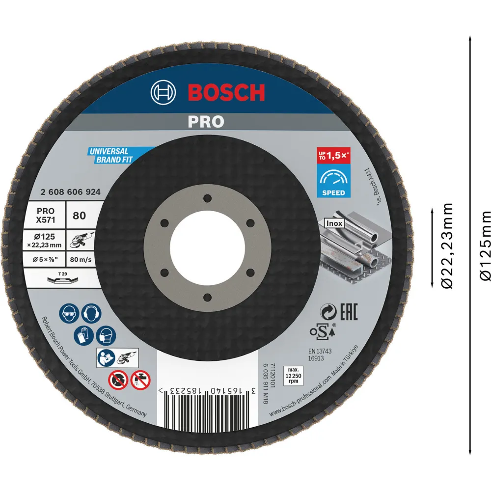 Bosch PRO X571 Fächerschleifscheibe 125 mm G80 - 2608606924