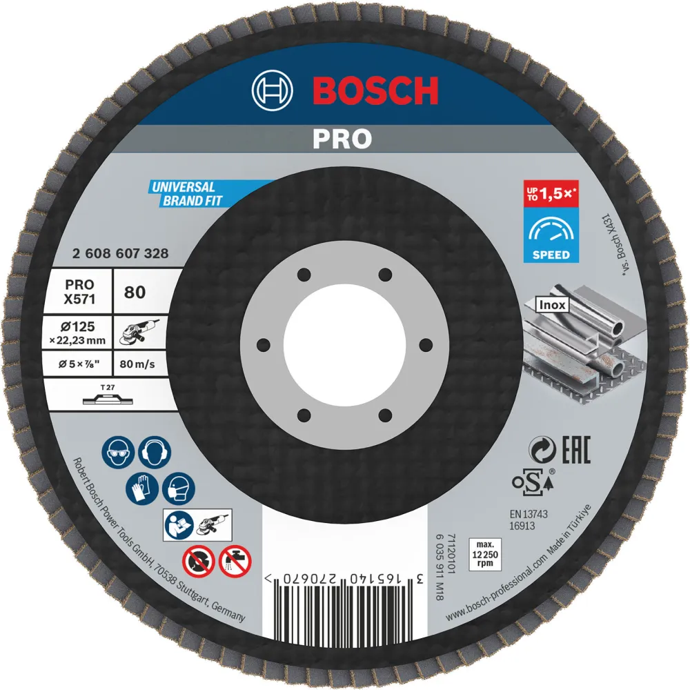 Bosch PRO X571 Fächerschleifscheibe 125 mm G80 - 2608607328