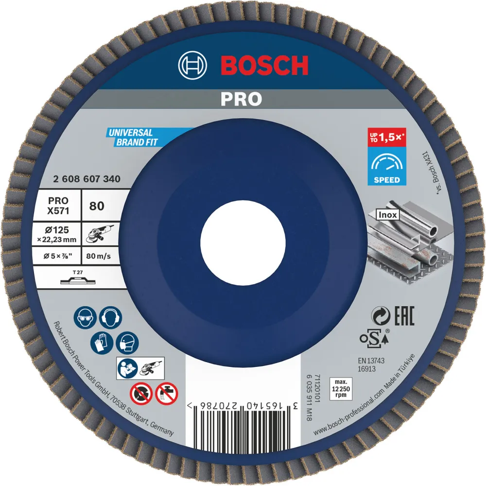 Bosch PRO X571 Fächerschleifscheibe 125 mm G80 - 2608607340