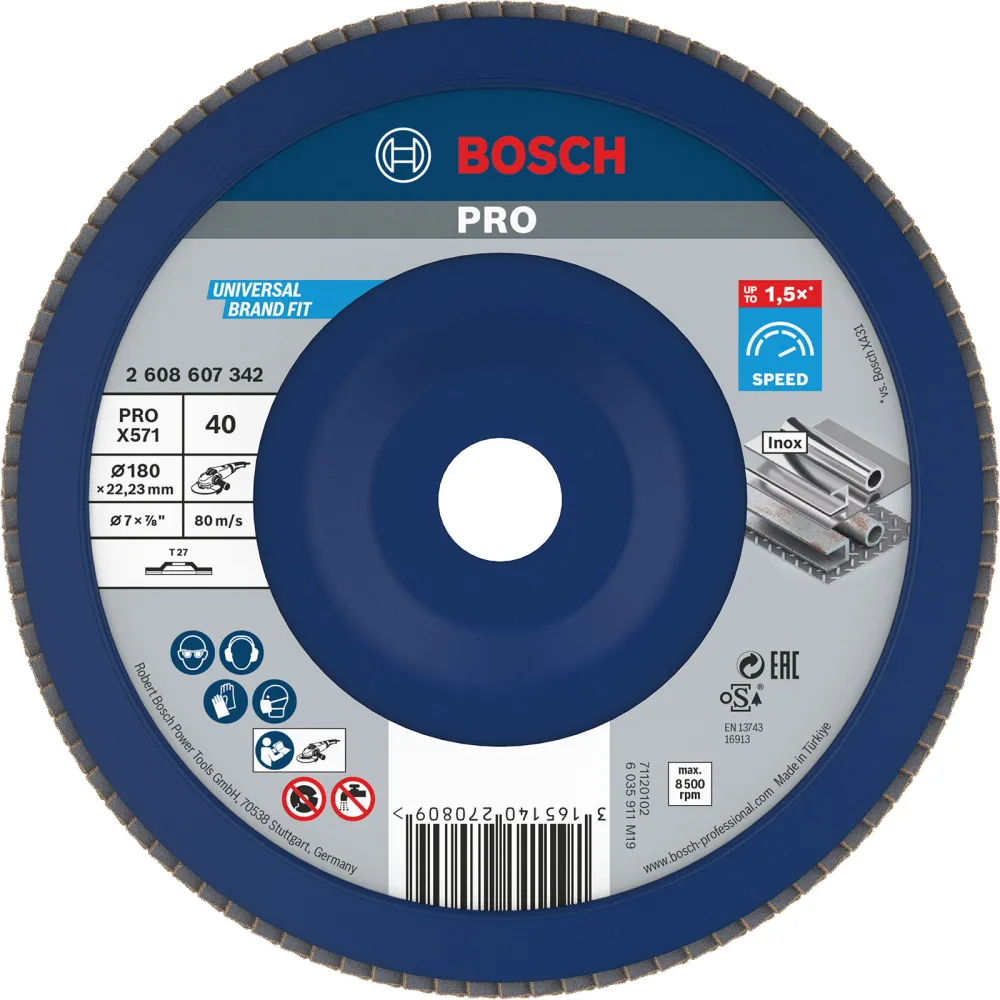 Bosch PRO X571 Fächerschleifscheibe 180 mm G40 - 2608607342