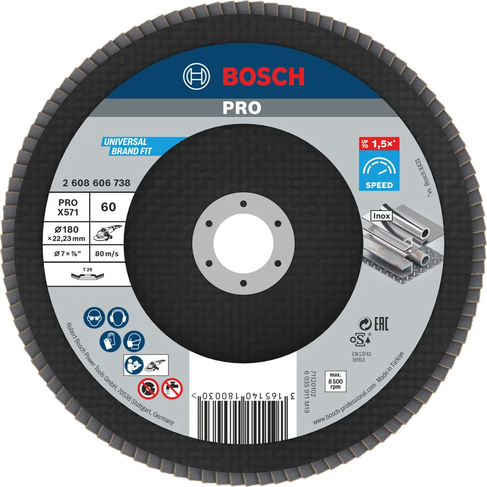 Bosch PRO X571 Fächerschleifscheibe 180 mm G60 - 2608606738